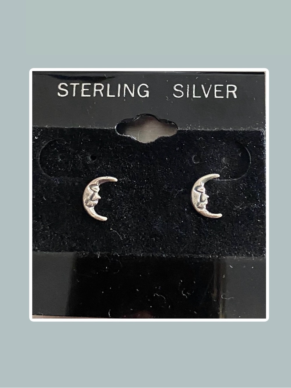 VTG NWT Sterling Silver Man in the Moon Stud Earrings